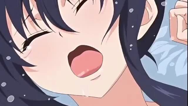 Ecstatic black-haired JAV anime girl ahegao face, drooling in orgasmic bliss