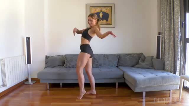 Busty Taylor Sands dancing in bra and shorts at home