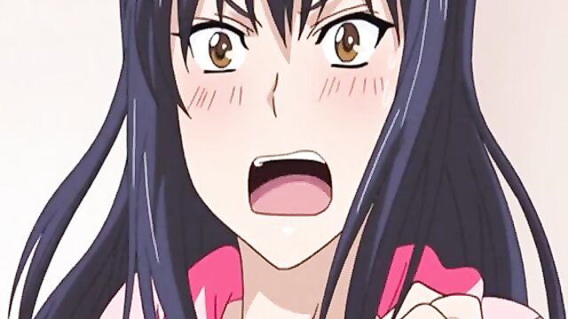 Shocked anime girl with open mouth, blushing face closeup from Hentai 5