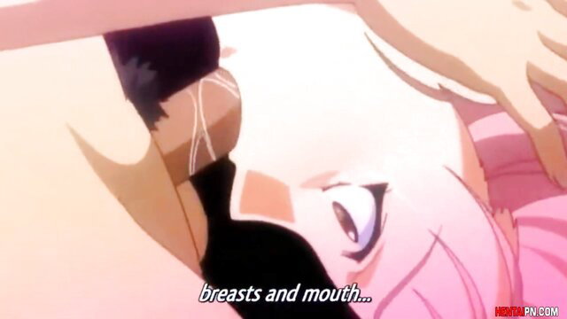 Alena Young hentai anime girl cum on big breasts and open mouth