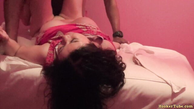 Brunette Indian babe in red dress gets happy ending massage fuck