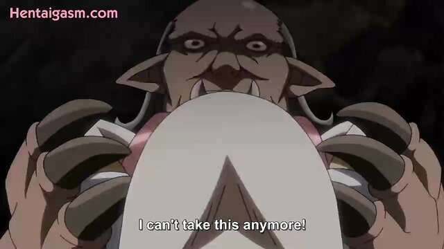 Goblin hentai monster grabs pale big-titted anime girl crying 'I can't take this anymore'