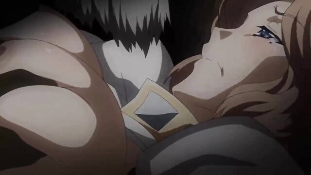 Anime hentai girl with tears in arms of white-haired man, Kuro Inu 4 embrace