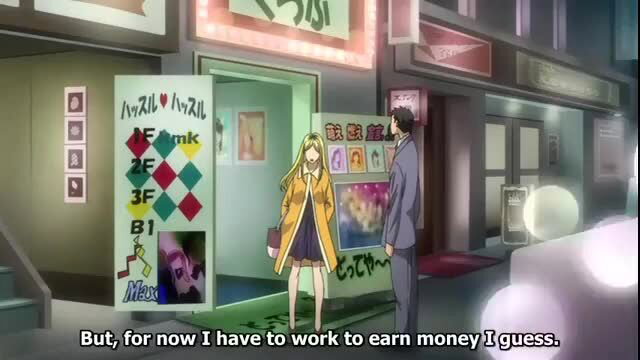 anime girl working at a store