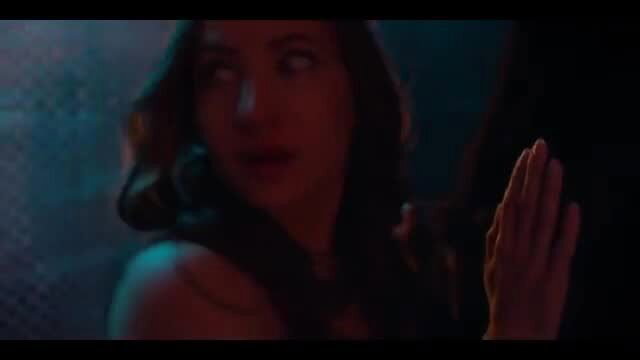 Ivana Baquero topless with shocked expression, hands up