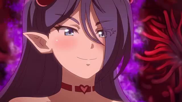 Kenki Virgo seductive purple-haired elf demon girl with horns and blush