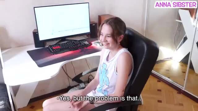 Anna Sibster smiling in tank top at desk POV thumbnail