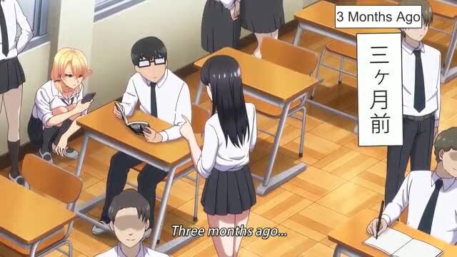 Anime schoolgirl in short skirt bending over desk with guys in classroom 3 months ago