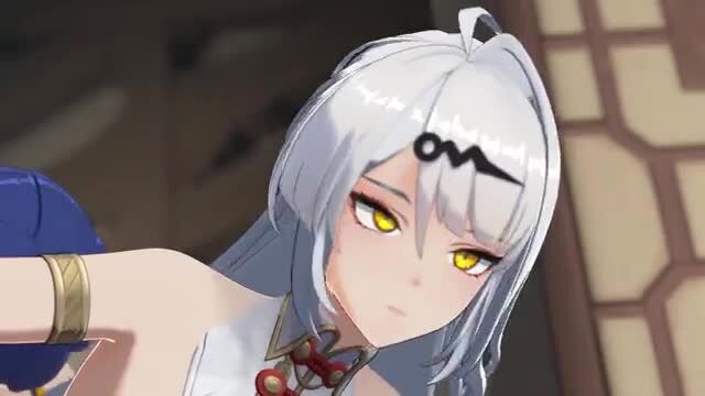 Yixuan ZAOOAZ white-haired anime girl in sexy white dress with gold armband
