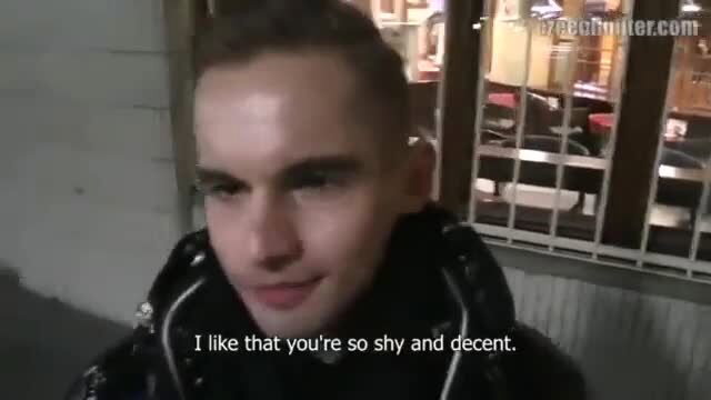 Czech Hunter 232 handsome young Euro guy in shiny jacket at night