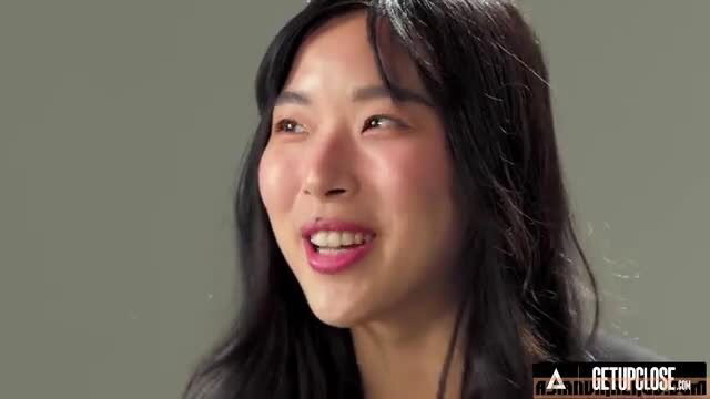 Elle Lee smiling horny brunette in solo masturbation thumbnail