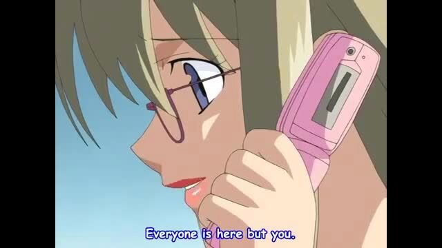 Anime girl with glasses on phone in Like Mother Like Daughter ep 1 hentai