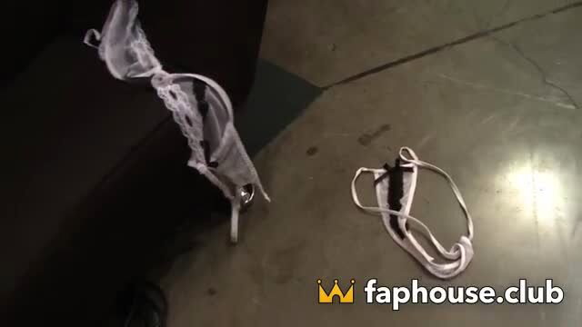 White lace lingerie and panties dropped on floor in explosive sex scene