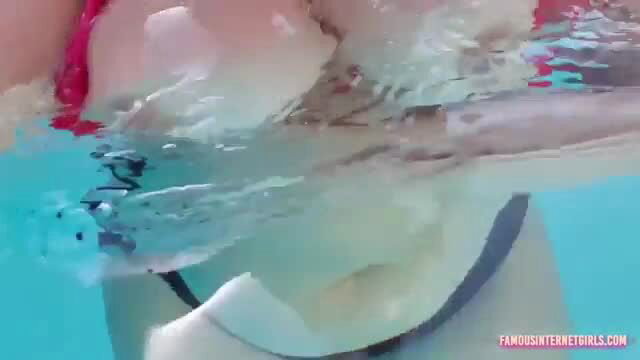 FantasyMilfUrsula nude underwater pool tease, big tits visible