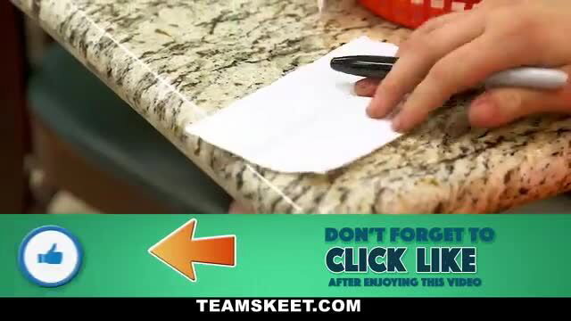 Hand writing on napkin over granite counter in adult video thumbnail