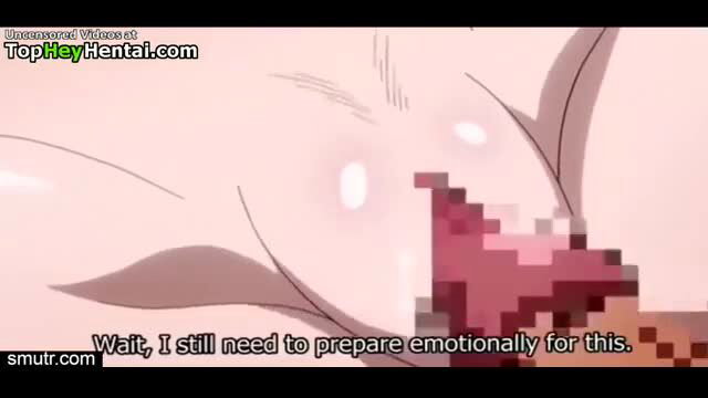 Anime hentai girl with huge tits sucking cock, emotional face