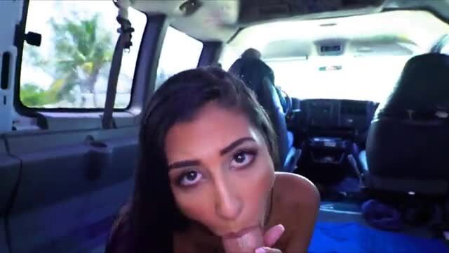 Gianna Dior Latina teen in van fingering mouth closeup