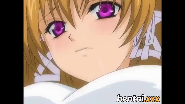 Blushing anime girl with purple eyes peeking over sheets in Tokubetsu Byoutou hentai
