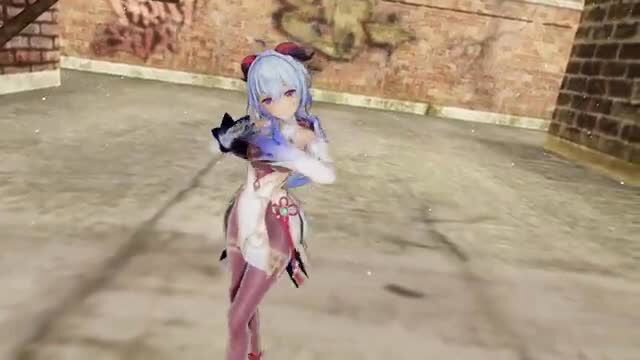 Ganyu Applepie cosplay by guilty_blood posing sexy in urban setting