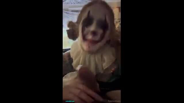 Paleseafoam in Joker costume gives messy Halloween blowjob