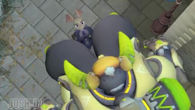 Judy Hopps arrests giant Orisa, cleavage POV, Josh-U4 hentai