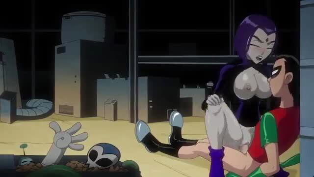 Raven rides Robin's cock in steamy Teen Titans hentai fuck