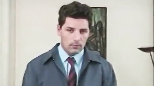 Handsome suited man in office, intense gaze, hardcore movie thumbnail