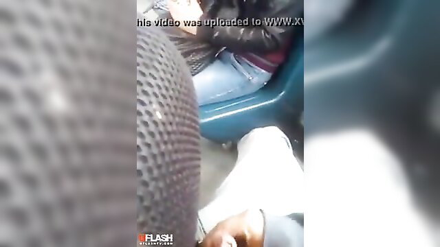 Amateur closeup of girl's big ass in jeans from car seat POV