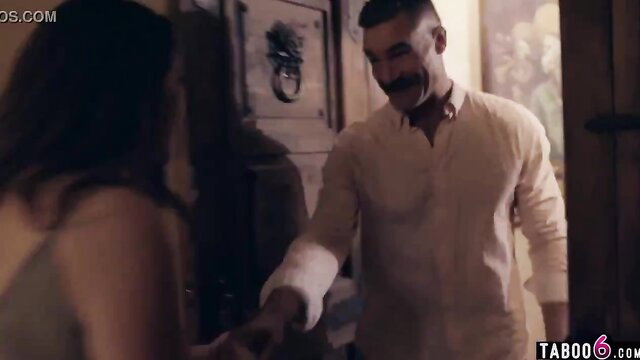 Cheating husband holds MILF wife and teen mistress hands intimately