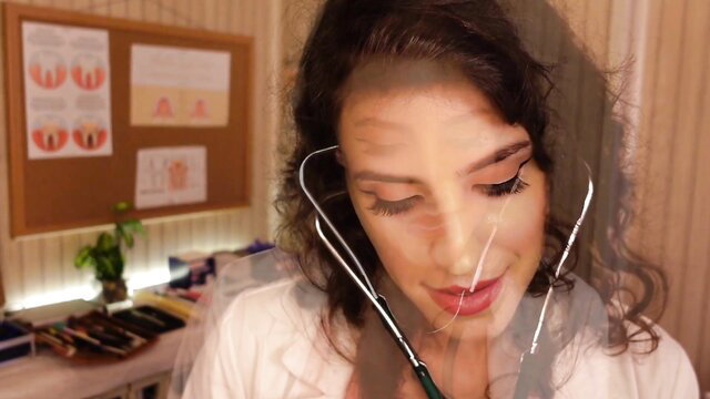 Irma ASMR doctor roleplay with stethoscope closeup