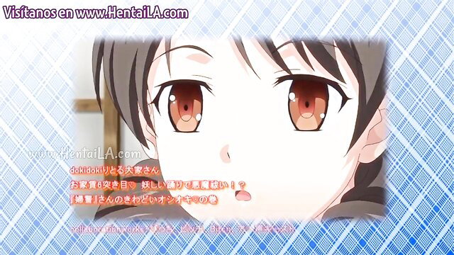 Closeup blushing anime girl with brown eyes from Doki Doki Little Ooyasan 6 hentai