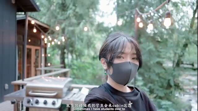HongKongDoll at wooded cabin, black top and mask, sensual tease