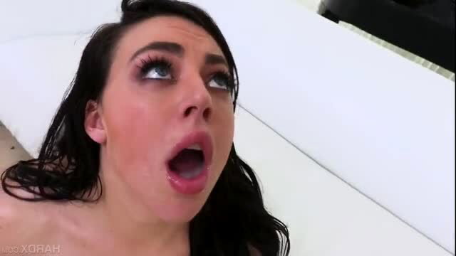 Whitney Wright wide-eyed with mouth open in intense group sex