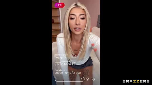 Blonde bombshell in live stream so horny for you, white top shorts tease