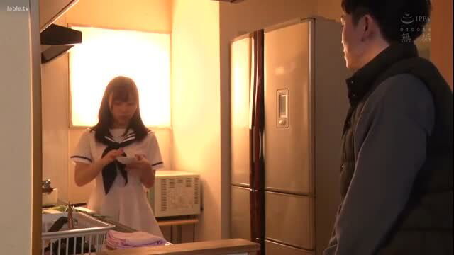 Saimi Mei in sailor uniform in kitchen with guy, JAV tease