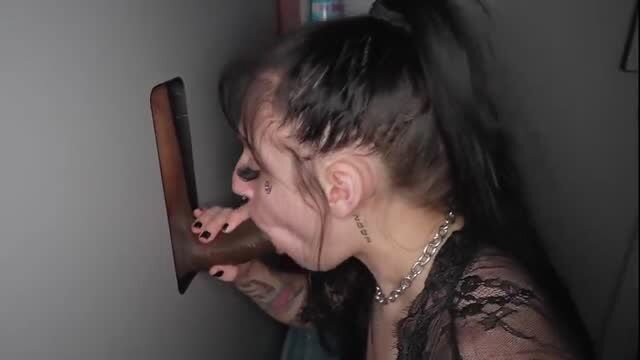 Ak47 girl deepthroats gloryhole cock at GloryHoleSwallow