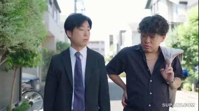 Two suited Asian men walking in JAV NTR scene with Chisaki Chiana