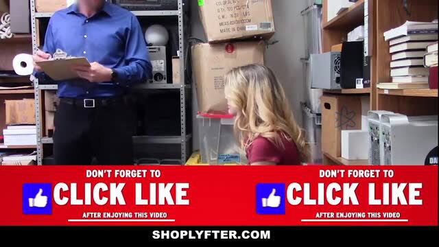 Blonde teen girl with store manager in shoplifting bust video thumbnail