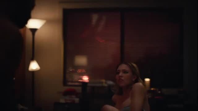 Sydney Sweeney topless in lingerie, seductive bedroom pose
