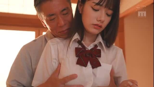 Japanese dad gropes cute schoolgirl stepdaughter in uniform