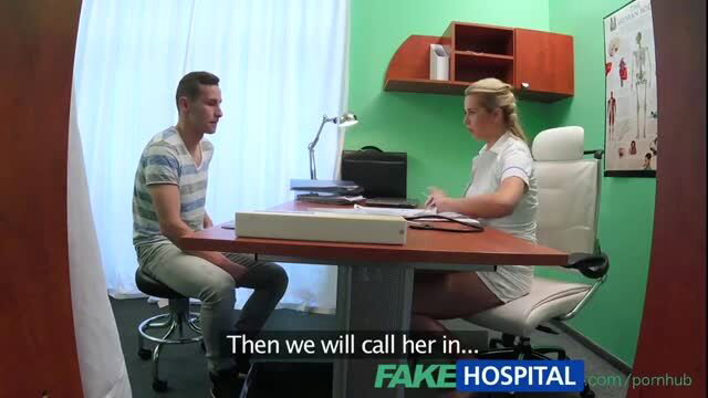 Bianca Ferrero blonde doctor examines patient in fake hospital