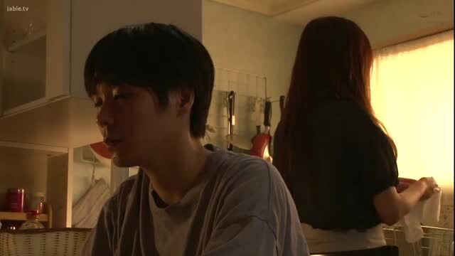 Fujinami Eri kitchen scene with male, JAV softcore tease
