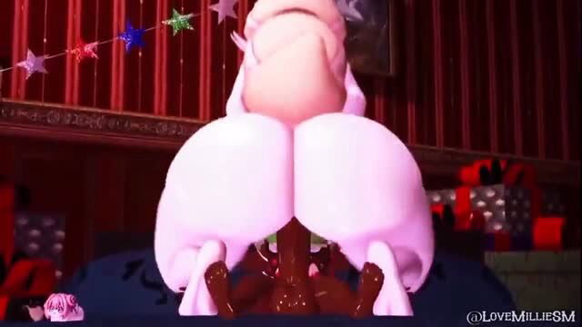 Pink toon girl with huge ass fucked by black tentacles in festive scene