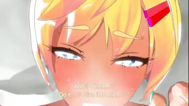 Tamangoworks blonde anime girl begging 'Do it... Give it to me' closeup