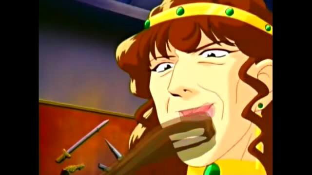 Anime queen in crown licks phallic sandwich seductively, Doura ep. 4