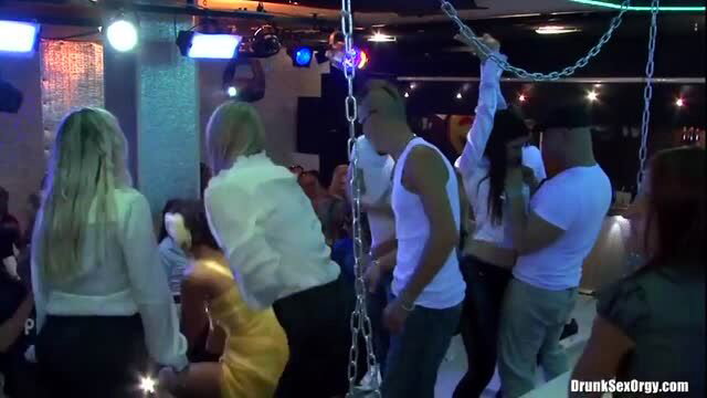 Drunk Sex Orgy wild club party with hot blondes grinding on guys