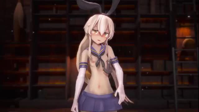 Popipapi as Shimakaze bunny girl MMD R18, topless navel exposed