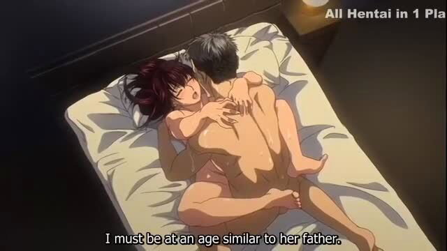 Anime hentai girl with red hair fucked missionary by older man