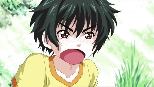 Cute green-haired anime girl with open mouth in First Love 3 uncensored hentai