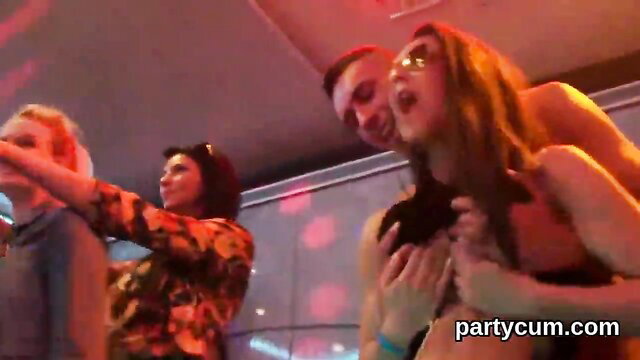 Spicy teens nude and wild at hardcore party orgy